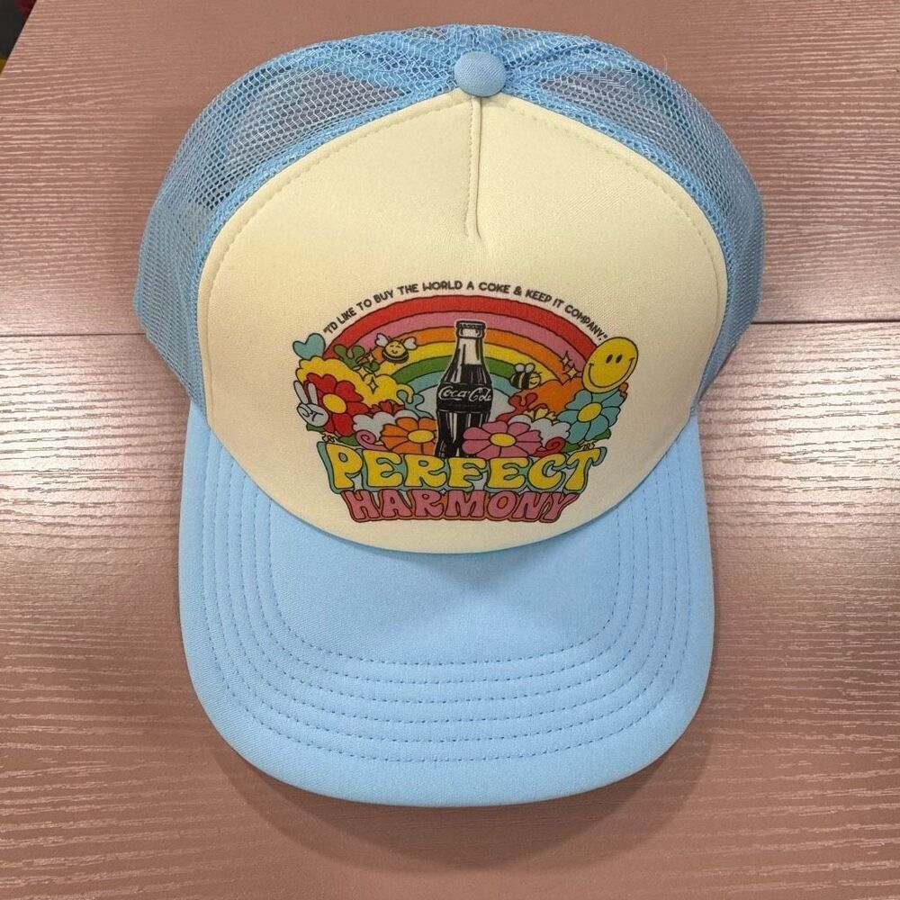 Coca Cola Coke Retro PERFECT HARMONY Trucker Mesh Adjust Cap Hat American Eagle